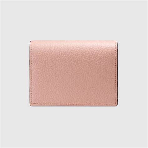 Light Pink Leather Animalier Card Case Wallet 